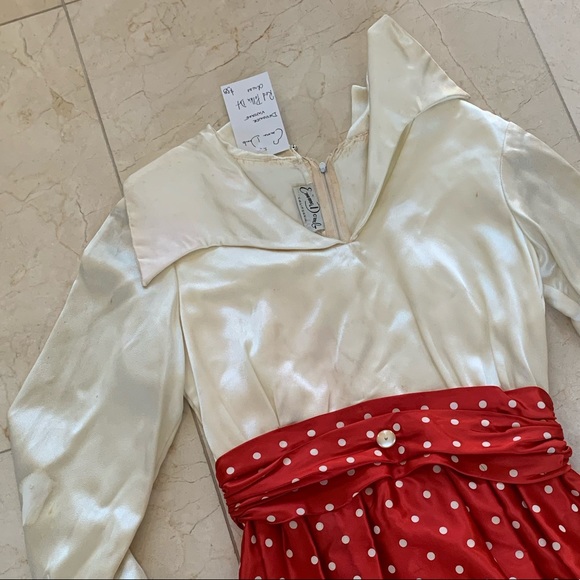 Emma Domb Cream and Red Polka Dot Vintage Dress - Picture 2 of 6